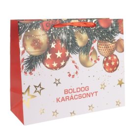 Ajándéktasak karácsonyi gömbök 23x18cm