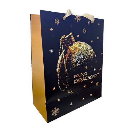 Ajándéktasak arany gömb 18x23cm