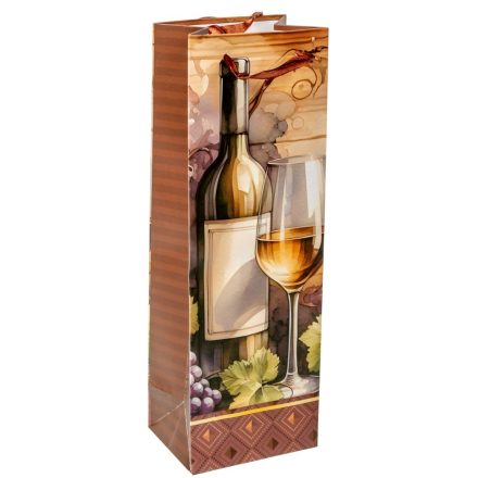 Ajándéktasak boros fehér bor 12x36cm