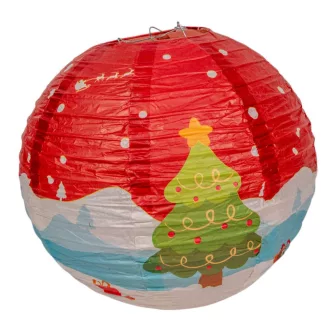 Papír lámpás karácsonyfa mintás 30cm