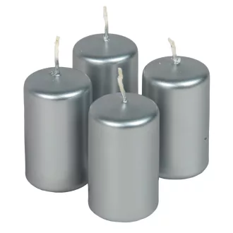 Metál adventi gyertya 70x40mm ezüst  4db/csom (db ár)