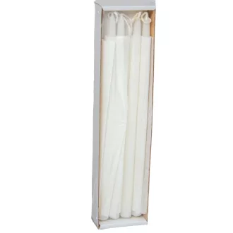 Lakkozott ceruza gyertya fehér 230x10mm 8db/csom (db ár)