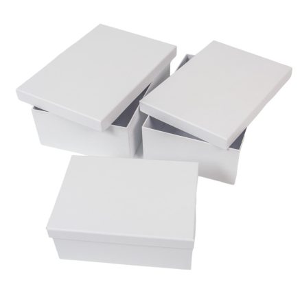Papír doboz téglalap matt fehér 28-26-21cm 3db-os