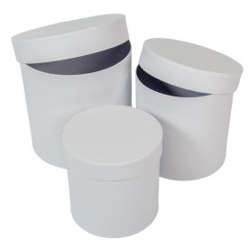 Papír doboz kerek magas matt fehér D20-18-15cm 3db-os
