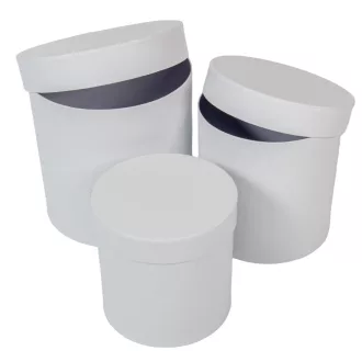Papír doboz kerek magas matt fehér D20-18-15cm 3db-os