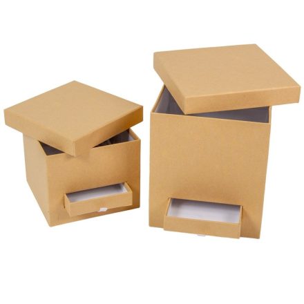 Papír doboz kocka fiókkal kraft 16-13cm 2db-os