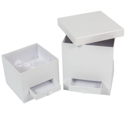 Papír doboz kocka fiókkal fehér 16-13cm 2db-os 