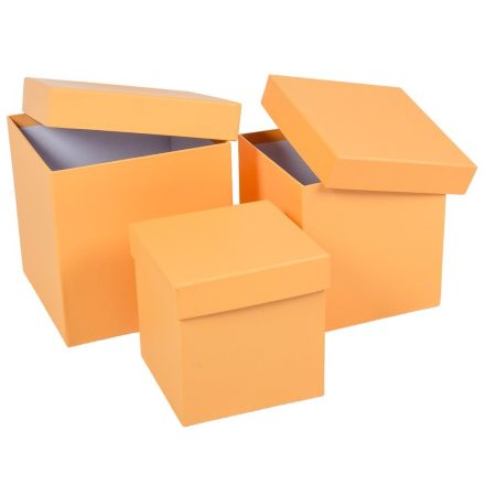 Papír doboz kocka krém 16, 14, 12cm 3db-os