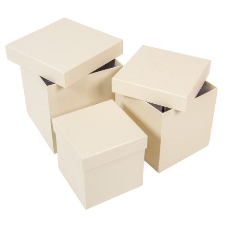 Papír doboz kocka tört fehér 16-14-12cm 3db-os