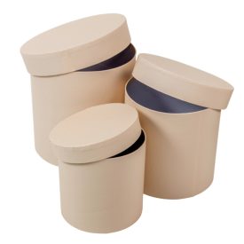 Papír doboz kerek krém D17,5,15,12,5cm  3db-os szett