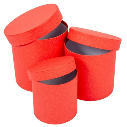 Papír doboz kerekmagas kraft piros D17-15-12cm 3db-os