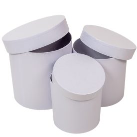 Papír doboz kerek gyöngyház fehér D17-15-12,5cm 3db-os