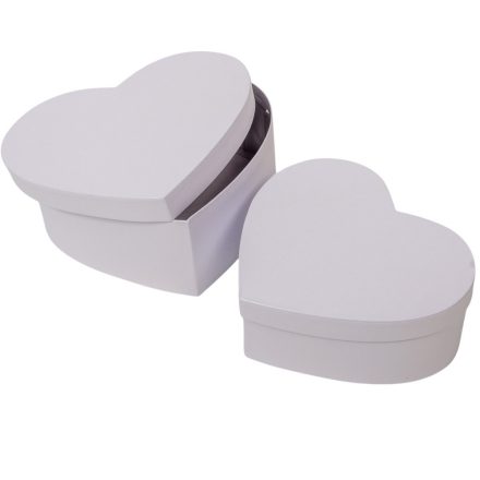 Papír doboz szív gyöngyház fehér 22-19cm 2db-os