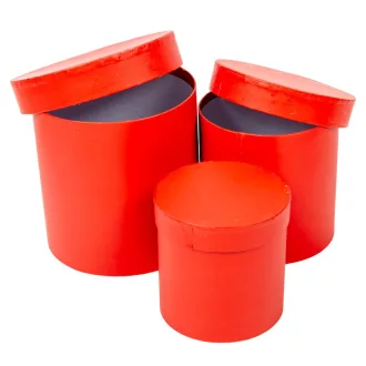 Papír doboz kerek magas D17-15-12,5cm piros 3db-os 