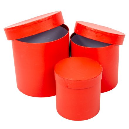 Papír doboz kerek magas D17-15-12,5cm piros 3db-os 
