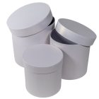 Papír doboz magas kerek gyöngyház fehér D20-17,5-15cm 3db-os 