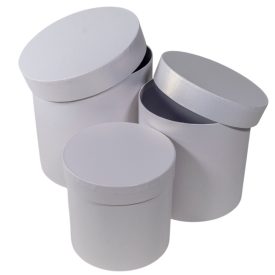   Papír doboz magas kerek gyöngyház fehér D20-17,5-15cm 3db-os 