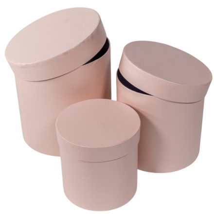 Papír doboz magas kerek gyöngyház barack D17,5-15-12,5cm 3db-os