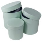 Papír doboz magas kerek gyöngyház mentol D17,5-15-12,5cm 3db-os