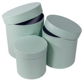   Papír doboz magas kerek gyöngyház mentol D17,5-15-12,5cm 3db-os