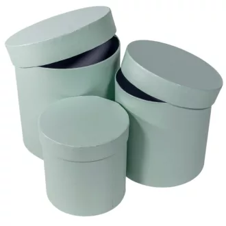  Papír doboz magas kerek gyöngyház mentol D17,5-15-12,5cm 3db-os