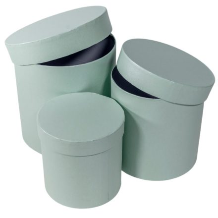 Papír doboz magas kerek gyöngyház mentol D17,5-15-12,5cm 3db-os