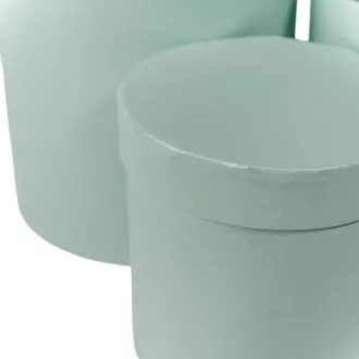   Papír doboz magas kerek gyöngyház mentol D17,5-15-12,5cm 3db-os