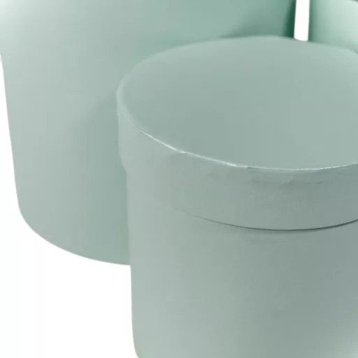 Papír doboz magas kerek gyöngyház mentol D17,5-15-12,5cm 3db-os