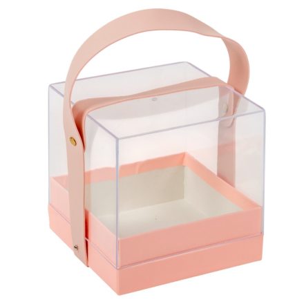 Ajándék doboz plexi rózsaszín M14x14cm