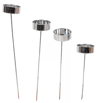 Mécsestartó pálcán lépcsős 4x15-27cm ezüst 4db-os