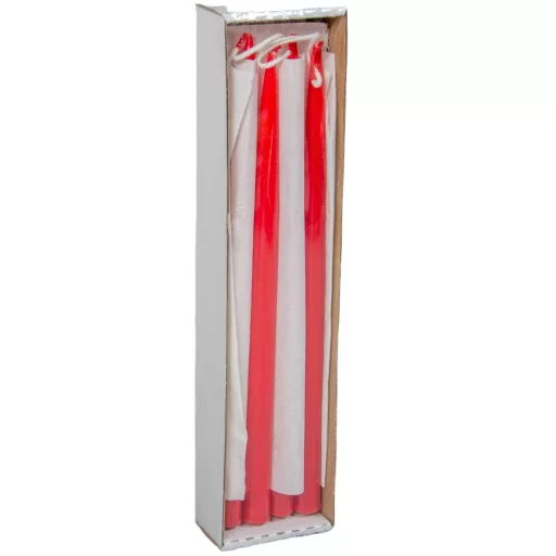 Lakkozott ceruza gyertya piros 230x10mm 8db/csom (db ár)