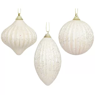 Glitteres habgömb gyapjú fehér 8cm