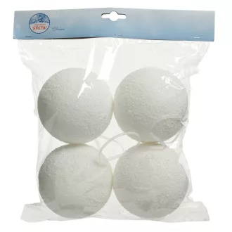 Hógolyó akasztóval fehér 10cm 4db-os