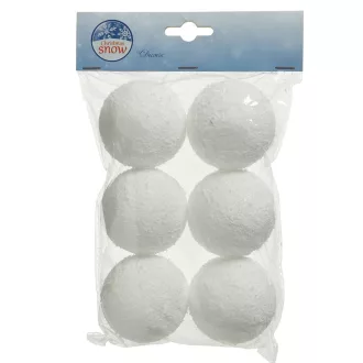 Hógolyó akasztóval fehér 6cm 6db-os