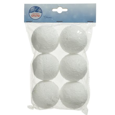 Hógolyó akasztóval fehér 6cm 6db-os