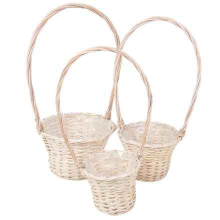 Füles kosár szürke kerek fehér M50-55-60cm 3db-os