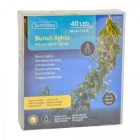 Ezüst drótkábeles korbáncs 40 LED-es elemes (elem nélkül) meleg 8x65cm