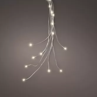   Ezüst drótkábeles korbáncs 40 LED-es elemes (elem nélkül) meleg 8x65cm