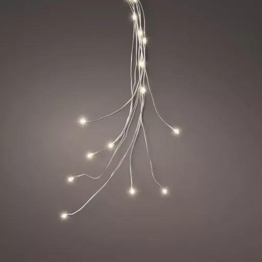 Ezüst drótkábeles korbáncs 40 LED-es elemes (elem nélkül) meleg 8x65cm