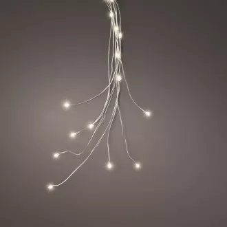   Ezüst drótkábeles korbács 60 LED-es elemes (elem nélkül) meleg 6x80cm