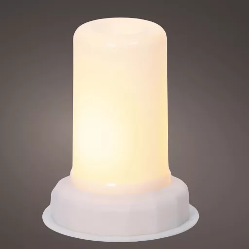 Gyertya LED-es láng effekttel fehér D7,5cm M9,5cm
