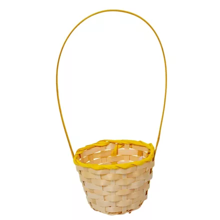 Bambusz kaspó füllel kerek natúr-sárga D13cm M34cm