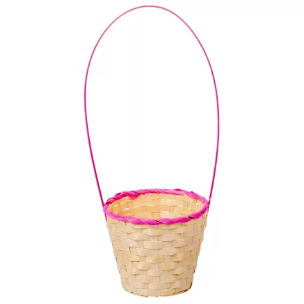 Bambusz kaspó füllel kerek natúr-rózsaszín D15cm M41cm