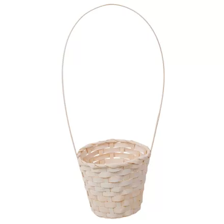 Bambusz kaspó füllel kerek fehér D15cm M41cm