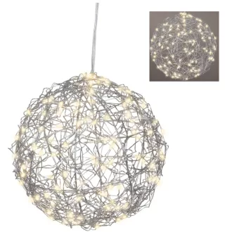   Stilizált gömb 60 LED-es flash elemes (elem nélkül) ezüst-meleg 15cm-klón-klón