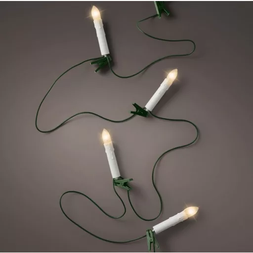 Gyertya fényfüzér 15 LED-es adapteres 5,6m