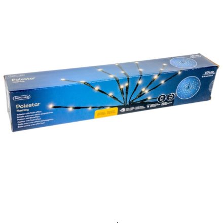 Sarkcsillag 60 LED-es elemes fekete időzítős  meleg D45cm