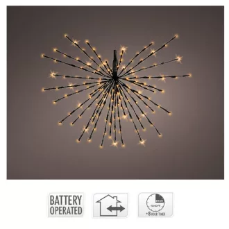 Sarkcsillag 60 LED-es elemes fekete időzítős  meleg D45cm