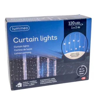 Fényfüggöny 120 LED-es transparens adapteres meleg 1x2m
