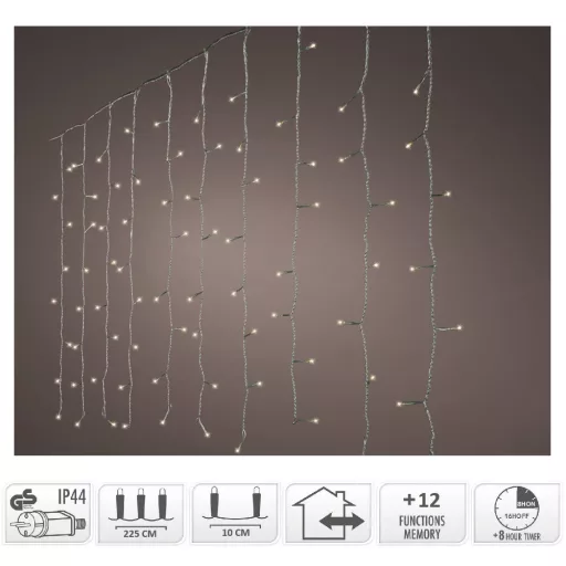 Fényfüggöny 240 LED-es transzperens  programos adapteres hideg 225x150cm